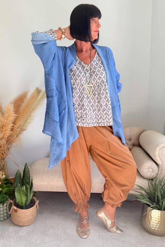 Rustic Nature Bubble Cotton Waterfall Jacket Washed Denim