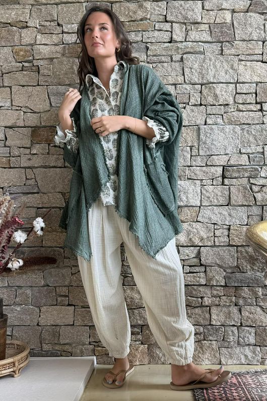 Rustic Nature Bubble Cotton Waterfall Jacket Washed Moss