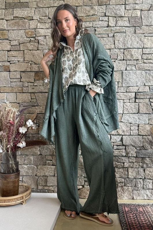 Rustic Nature Bubble Cotton Waterfall Jacket Washed Moss