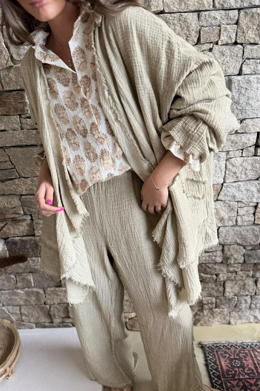 Rustic Nature Bubble Cotton Waterfall Jacket Washed Oat