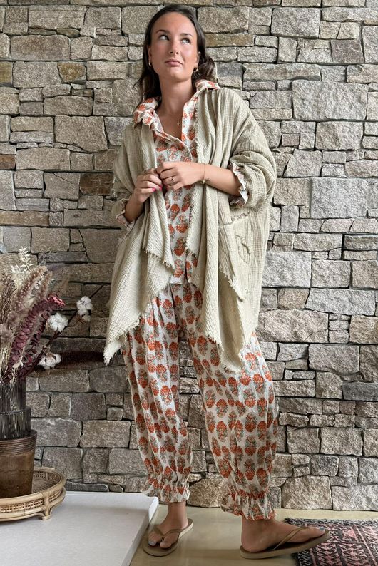 Rustic Nature Bubble Cotton Waterfall Jacket Washed Oat