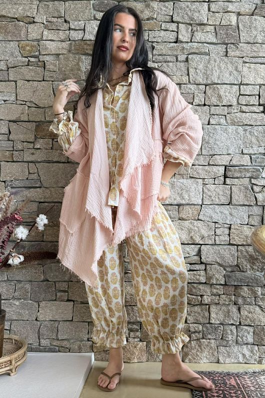 Rustic Nature Bubble Cotton Waterfall Jacket Washed Peachy Nude