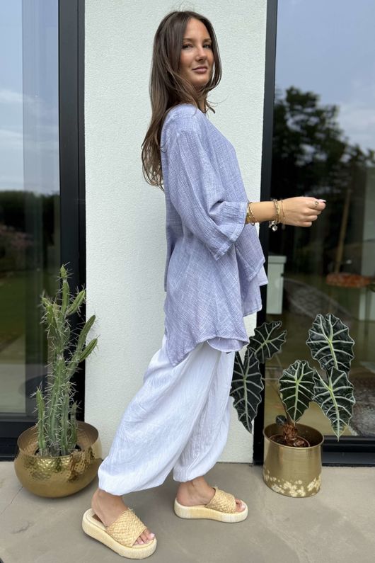 Rustic Nature Pure Cotton Lazy Layer Top Washed Lilac