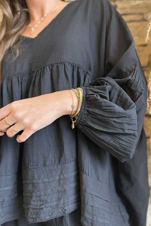  Sa Caleta Cotton Artist Smock Top Black /5=