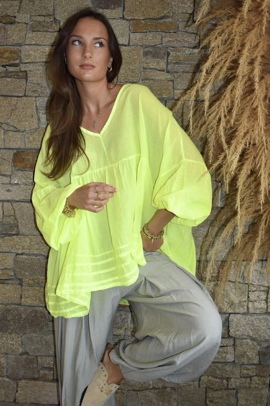  Sa Caleta Cotton Artist Smock Top Citronella /14=