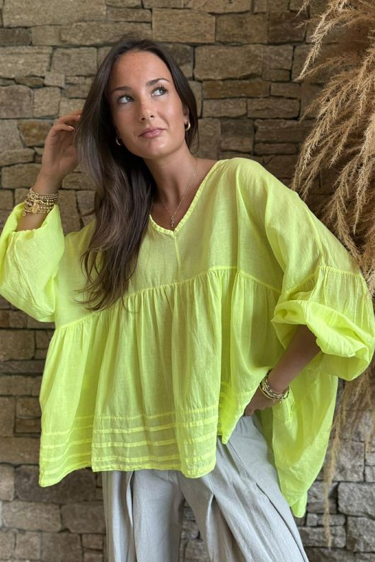  Sa Caleta Cotton Artist Smock Top Citronella /5=