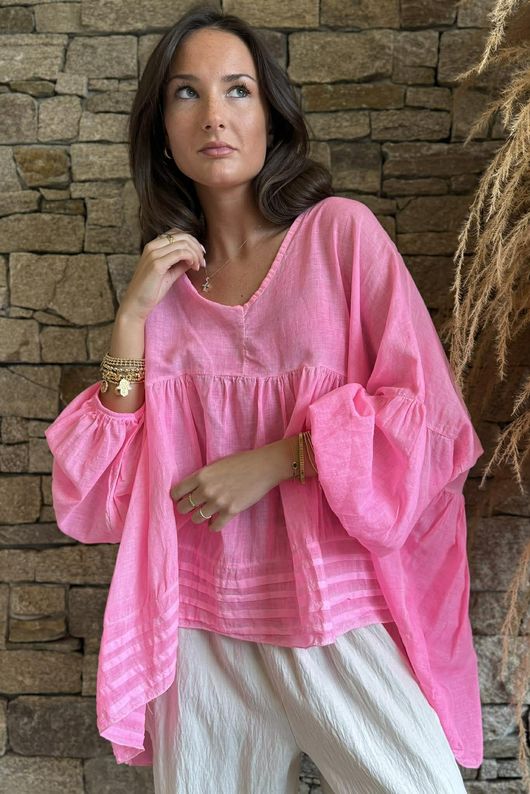  Sa Caleta Cotton Artist Smock Top Popsicle Pink /5=