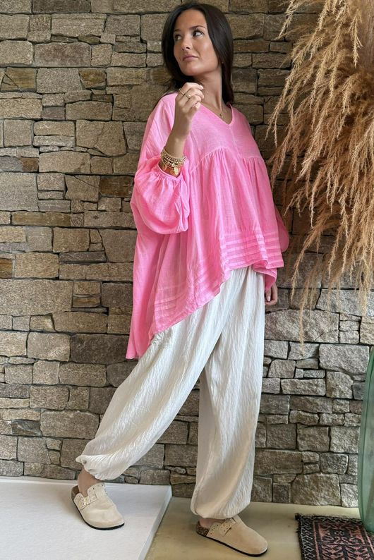  Sa Caleta Cotton Artist Smock Top Popsicle Pink /5=