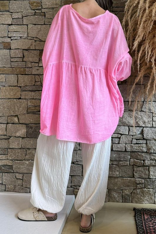  Sa Caleta Cotton Artist Smock Top Popsicle Pink /5=