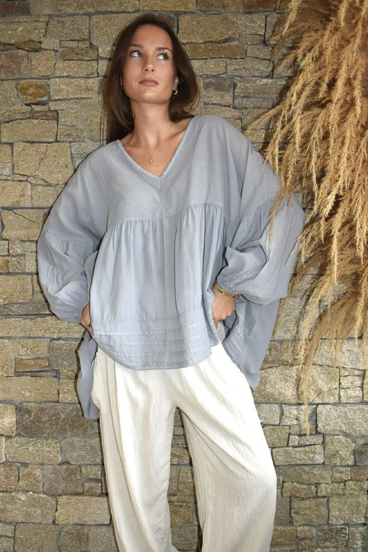  Sa Caleta Cotton Artist Smock Top Cloud  /9=