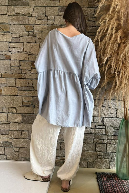 Sa Caleta Cotton Artist Smock Top Cloud