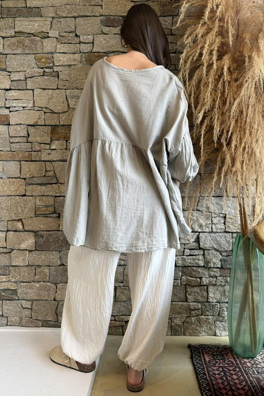  Sa Caleta Cotton Artist Smock Top Mocha