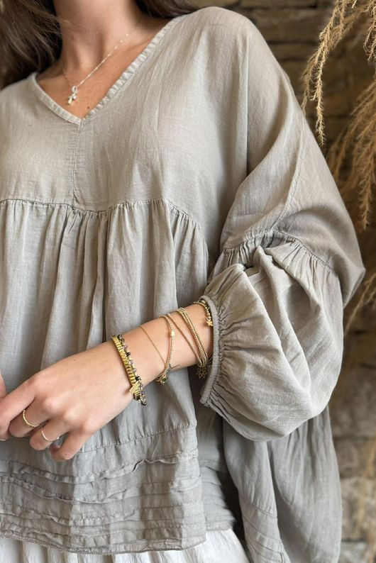  Sa Caleta Cotton Artist Smock Top Mocha