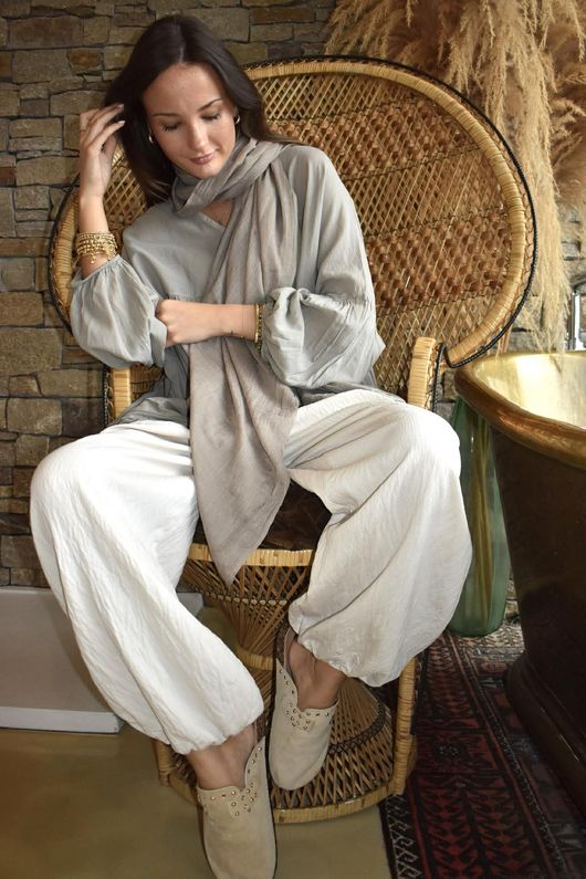  Sa Caleta Cotton Artist Smock Top Mocha