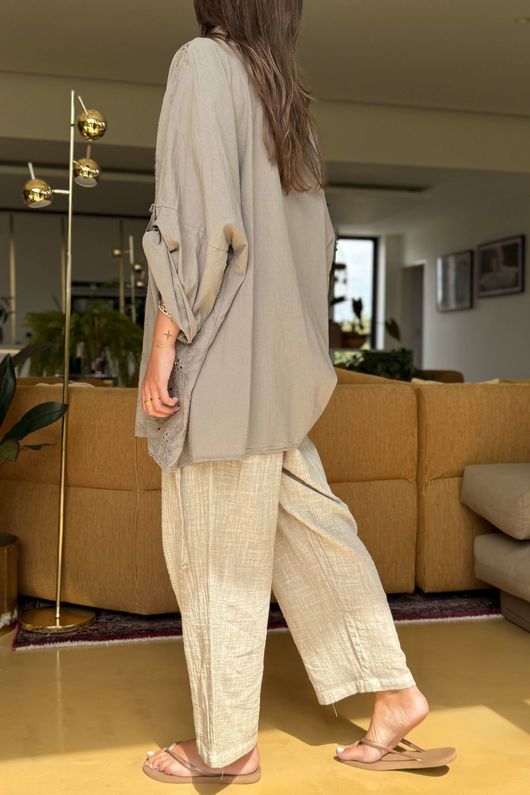 Sa Caleta Fleur Pure Cotton Shirt Earth