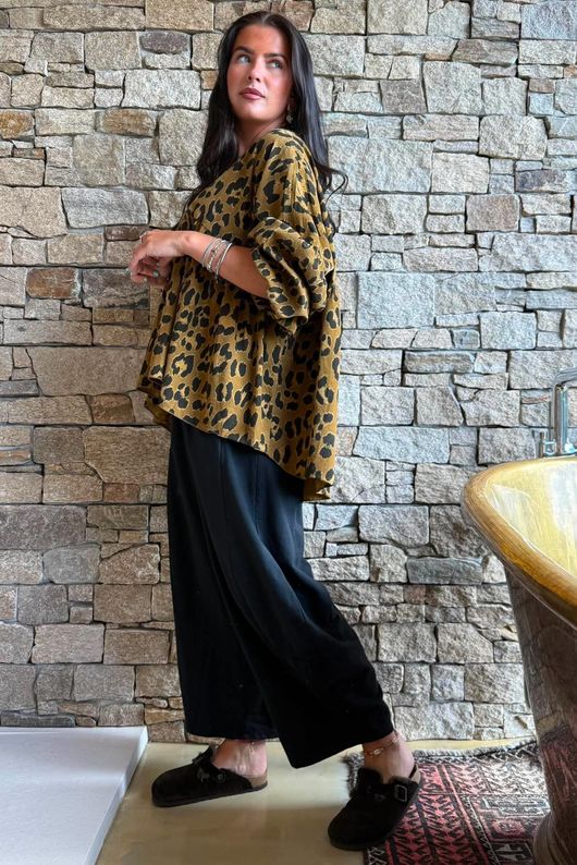 Sa Caleta Needlecord Leopard Artist Smock Mucky Mustard