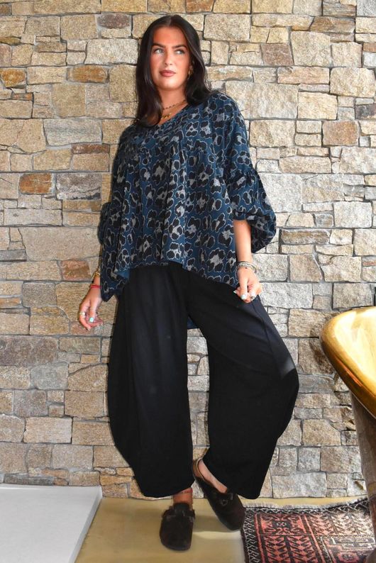 Sa Caleta Needlecord Leopard Artist Smock Prussian