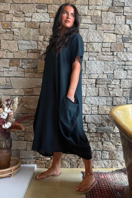 Salcombe Cotton Cocoon Dress Black