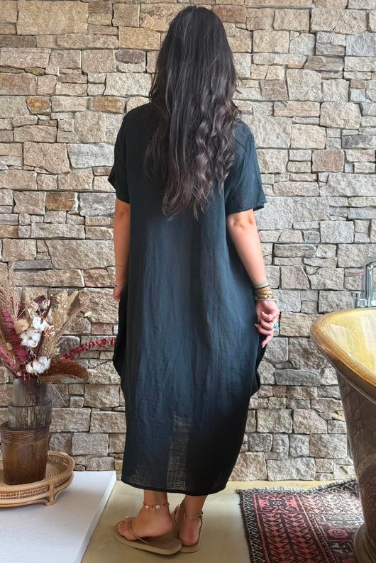 Salcombe Cotton Cocoon Dress Black