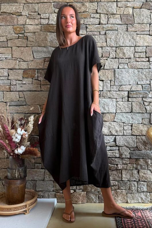 Salcombe Cotton Cocoon Dress Chocolate