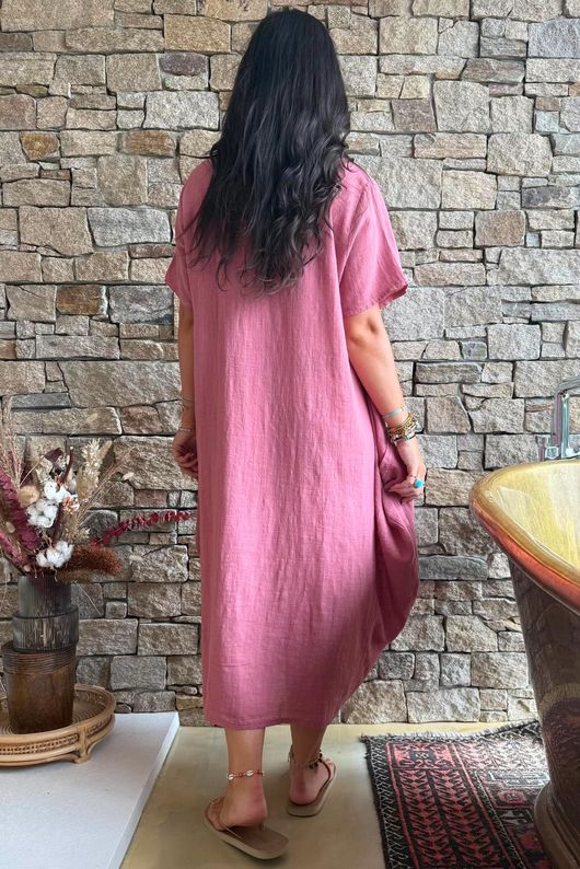 Salcombe Cotton Cocoon Dress Indian Pink