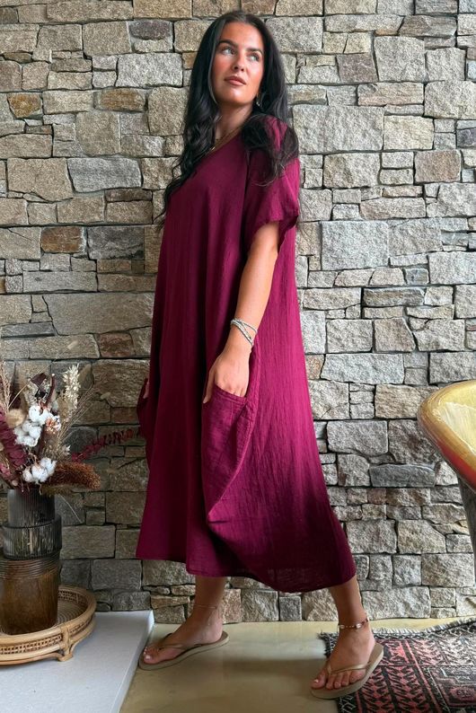 Salcombe Cotton Cocoon Dress Merlot
