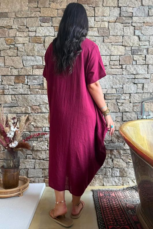 Salcombe Cotton Cocoon Dress Merlot