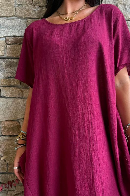 Salcombe Cotton Cocoon Dress Merlot