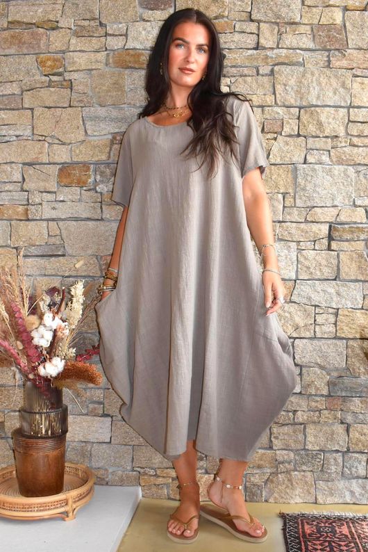 Salcombe Cotton Cocoon Dress Mocha