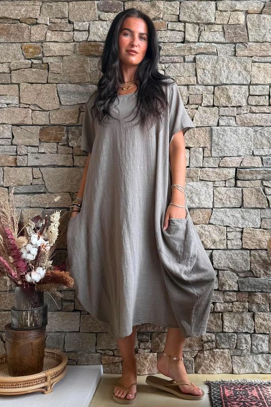 Salcombe Cotton Cocoon Dress Mocha