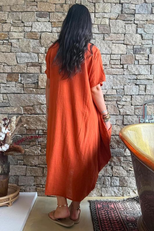 Salcombe Cotton Cocoon Dress Rust
