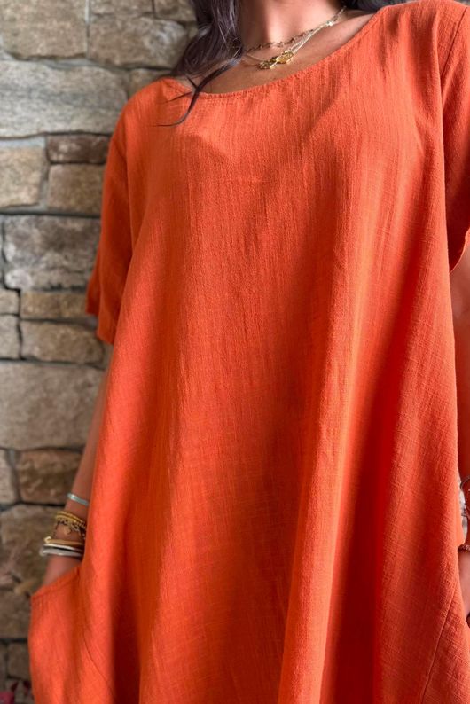 Salcombe Cotton Cocoon Dress Rust