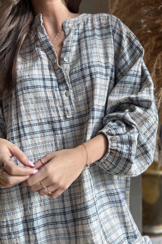 Santa Fe Check Hugh Shirt Baby Blue