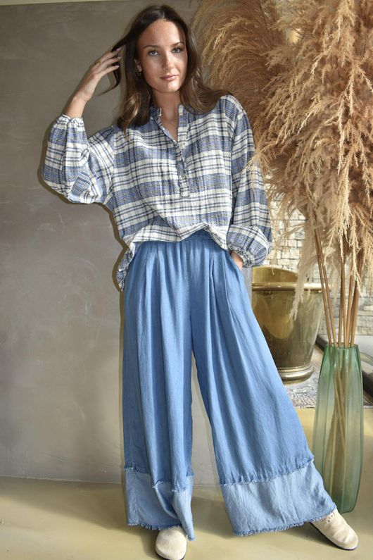 Santa Fe Check Hugh Shirt Soft Cobalt