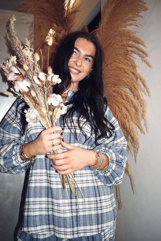 Santa Fe Check Hugh Shirt Soft Cobalt