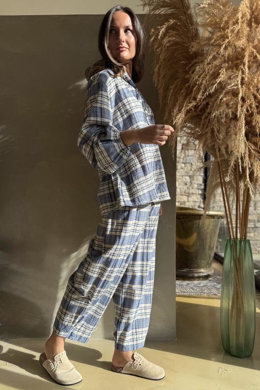 Santa Fe Check Hugh Shirt Soft Cobalt