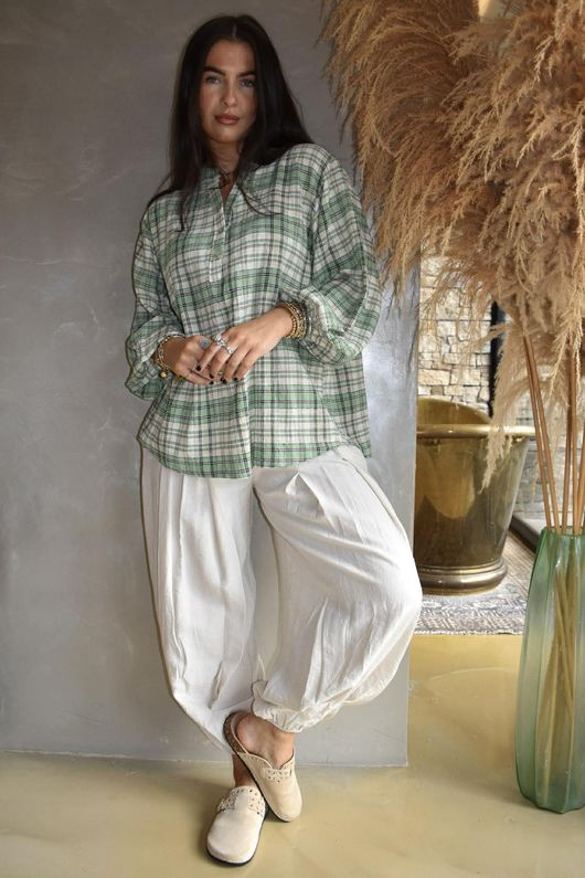 Santa Fe Check Hugh Shirt Soft Jade