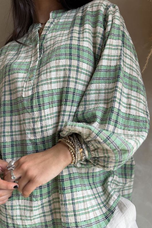 Santa Fe Check Hugh Shirt Soft Jade