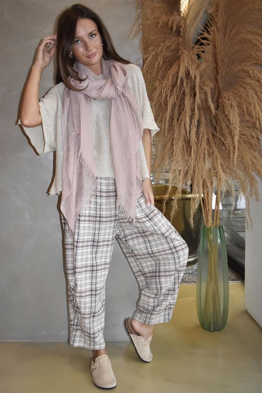 Santa Fe Check Relaxed Barrel Pant Antique Rose