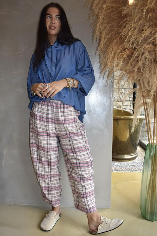 Santa Fe Check Relaxed Barrel Pant Candy