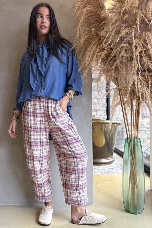 Santa Fe Check Relaxed Barrel Pant Candy