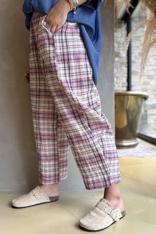 Santa Fe Check Relaxed Barrel Pant Candy
