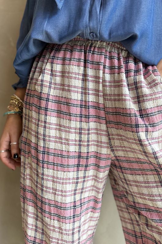 Santa Fe Check Relaxed Barrel Pant Candy