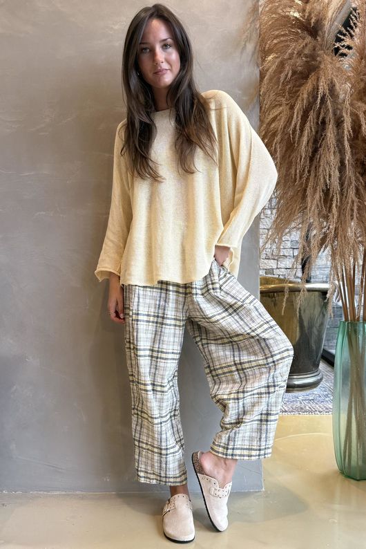 Santa Fe Check Relaxed Barrel Pant Custard