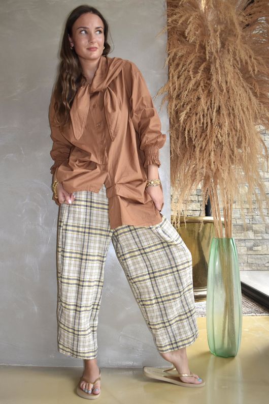 Santa Fe Plaid Relaxed Barrel Pant Custard