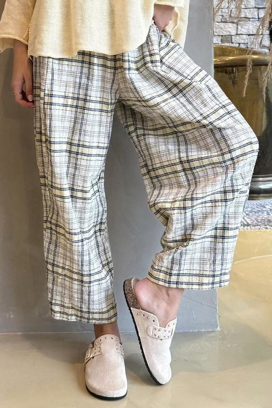 Santa Fe Check Relaxed Barrel Pant Custard