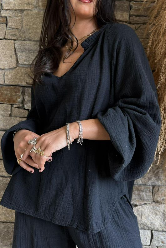 Santos Cushion Cotton Heathcliff Top Black