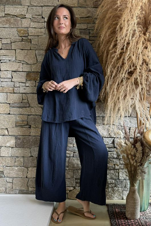 Santos Cushion Cotton Heathcliff Top Navy