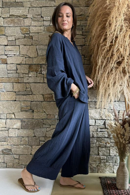 Santos Cushion Cotton Heathcliff Top Navy