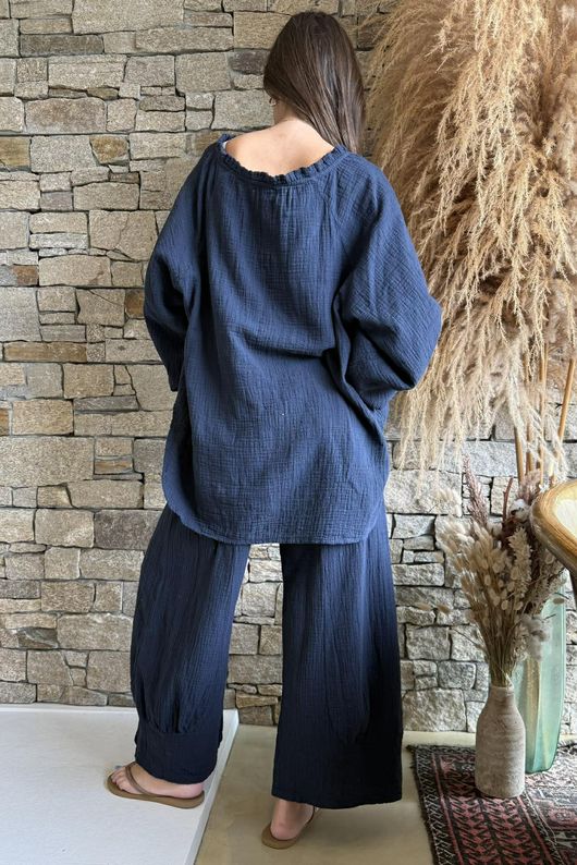 Santos Cushion Cotton Heathcliff Top Navy